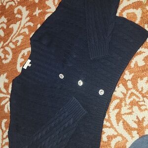 Ronny Kobo Collection Phyllis cable knit cardigan in navy blue size XL